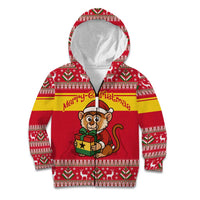 Ghana Christmas Kid Hoodie with Monkey Holding Gift Ghana Map and Festive - Wonder Print Shop