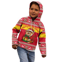 Ghana Christmas Kid Hoodie with Monkey Holding Gift Ghana Map and Festive - Wonder Print Shop