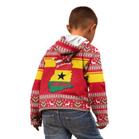 Ghana Christmas Kid Hoodie with Monkey Holding Gift Ghana Map and Festive - Wonder Print Shop