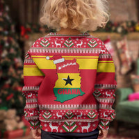 Ghana Christmas Kid Ugly Christmas Sweater with Monkey Holding Gift Ghana Map and Festive - Wonder Print Shop