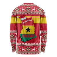 Ghana Christmas Long Sleeve Shirt with Monkey Holding Gift Ghana Map and Festive - Wonder Print Shop