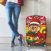Ghana Christmas Luggage Cover with Monkey Holding Gift Ghana Map and Festive - Wonder Print Shop