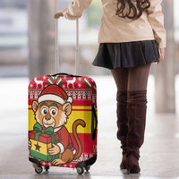 Ghana Christmas Luggage Cover with Monkey Holding Gift Ghana Map and Festive - Wonder Print Shop