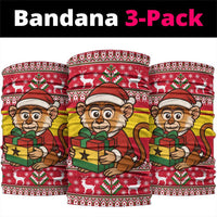 Ghana Christmas Neck Gaiter with Monkey Holding Gift Ghana Map and Festive - Wonder Print Shop