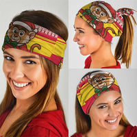 Ghana Christmas Neck Gaiter with Monkey Holding Gift Ghana Map and Festive - Wonder Print Shop