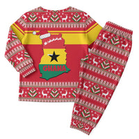 Ghana Christmas Pajama Set with Monkey Holding Gift Ghana Map and Festive - Wonder Print Shop