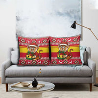 Ghana Christmas Pillow Cover with Monkey Holding Gift Ghana Map and Festive - Wonder Print Shop