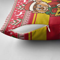 Ghana Christmas Pillow Cover with Monkey Holding Gift Ghana Map and Festive - Wonder Print Shop