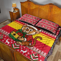 Ghana Christmas Quilt Bed Set with Monkey Holding Gift Ghana Map and Festive - Wonder Print Shop