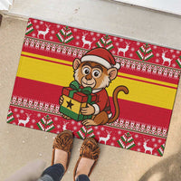 Ghana Christmas Rubber Doormat with Monkey Holding Gift Ghana Map and Festive - Wonder Print Shop
