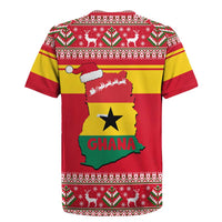 Ghana Christmas Rugby Jersey with Monkey Holding Gift Ghana Map and Festive - Wonder Print Shop