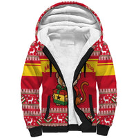 Ghana Christmas Sherpa Hoodie with Monkey Holding Gift Ghana Map and Festive - Wonder Print Shop