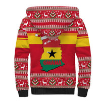 Ghana Christmas Sherpa Hoodie with Monkey Holding Gift Ghana Map and Festive - Wonder Print Shop