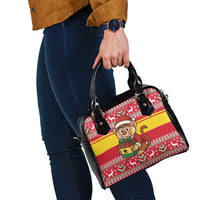 Ghana Christmas Shoulder Handbag with Monkey Holding Gift Ghana Map and Festive - Wonder Print Shop