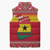 Ghana Christmas Sleeveless Puffer Jacket with Monkey Holding Gift Ghana Map and Festive - Wonder Print Shop