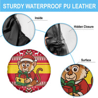 Ghana Christmas Spare Tire Cover with Monkey Holding Gift Ghana Map and Festive - Wonder Print Shop