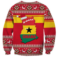 Ghana Christmas Sweatshirt with Monkey Holding Gift Ghana Map and Festive - Wonder Print Shop
