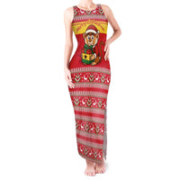 Ghana Christmas Tank Maxi Dress with Monkey Holding Gift Ghana Map and Festive - Wonder Print Shop