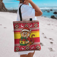 Ghana Christmas Tote Bag with Monkey Holding Gift Ghana Map and Festive - Wonder Print Shop