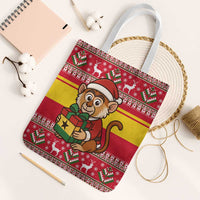 Ghana Christmas Tote Bag with Monkey Holding Gift Ghana Map and Festive - Wonder Print Shop