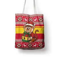 Ghana Christmas Tote Bag with Monkey Holding Gift Ghana Map and Festive - Wonder Print Shop