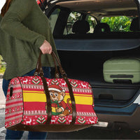 Ghana Christmas Travel Bag with Monkey Holding Gift Ghana Map and Festive - Wonder Print Shop