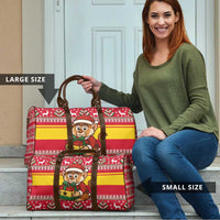 Ghana Christmas Travel Bag with Monkey Holding Gift Ghana Map and Festive - Wonder Print Shop