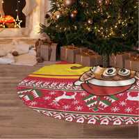 Ghana Christmas Tree Skirt with Monkey Holding Gift Ghana Map and Festive - Wonder Print Shop