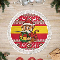 Ghana Christmas Tree Skirt with Monkey Holding Gift Ghana Map and Festive - Wonder Print Shop