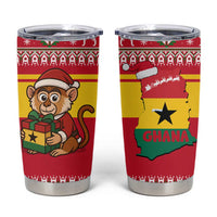 Ghana Christmas Tumbler Cup with Monkey Holding Gift Ghana Map and Festive - Wonder Print Shop
