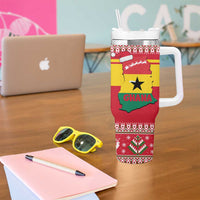 Ghana Christmas Tumbler With Handle with Monkey Holding Gift Ghana Map and Festive - Wonder Print Shop