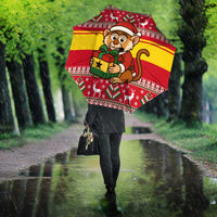 Ghana Christmas Umbrella with Monkey Holding Gift Ghana Map and Festive - Wonder Print Shop