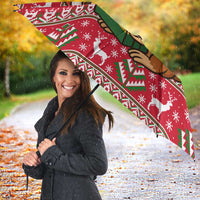 Ghana Christmas Umbrella with Monkey Holding Gift Ghana Map and Festive - Wonder Print Shop