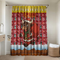 Spain Christmas Bathroom Set with Santa Bull Brick Chimney Wreath and Festive Holiday - Wonder Print Shop