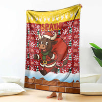 Spain Christmas Blanket with Santa Bull Brick Chimney Wreath and Festive Holiday - Wonder Print Shop