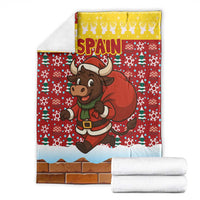 Spain Christmas Blanket with Santa Bull Brick Chimney Wreath and Festive Holiday - Wonder Print Shop