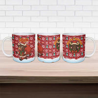 Spain Christmas Ceramic Mug with Santa Bull Brick Chimney Wreath and Festive Holiday - Wonder Print Shop