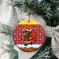 Spain Christmas Ceramic Ornament with Santa Bull Brick Chimney Wreath and Festive Holiday - Wonder Print Shop