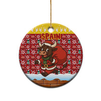 Spain Christmas Ceramic Ornament with Santa Bull Brick Chimney Wreath and Festive Holiday - Wonder Print Shop