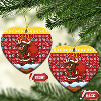 Spain Christmas Ceramic Ornament with Santa Bull Brick Chimney Wreath and Festive Holiday - Wonder Print Shop