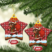 Spain Christmas Ceramic Ornament with Santa Bull Brick Chimney Wreath and Festive Holiday - Wonder Print Shop