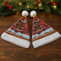 Spain Christmas Santa Hat with Santa Bull Brick Chimney Wreath and Festive Holiday - Wonder Print Shop