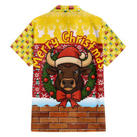 Spain Christmas Family Matching Summer Maxi Dress and Hawaiian Shirt with Santa Bull Brick Chimney Wreath and Festive Holiday - Wonder Print Shop