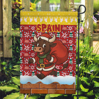 Spain Christmas Garden Flag with Santa Bull Brick Chimney Wreath and Festive Holiday - Wonder Print Shop