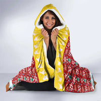 Spain Christmas Hooded Blanket with Santa Bull Brick Chimney Wreath and Festive Holiday - Wonder Print Shop