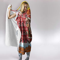 Spain Christmas Hooded Blanket with Santa Bull Brick Chimney Wreath and Festive Holiday - Wonder Print Shop