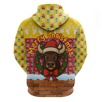 Spain Christmas Hoodie with Santa Bull Brick Chimney Wreath and Festive Holiday - Wonder Print Shop