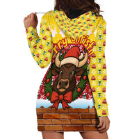 Spain Christmas Hoodie Dress with Santa Bull Brick Chimney Wreath and Festive Holiday - Wonder Print Shop