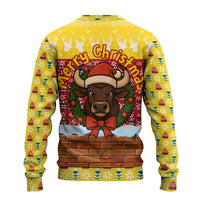 Spain Christmas Ugly Christmas Sweater with Santa Bull Brick Chimney Wreath and Festive Holiday - Wonder Print Shop