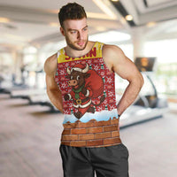 Spain Christmas Men Tank Top with Santa Bull Brick Chimney Wreath and Festive Holiday - Wonder Print Shop